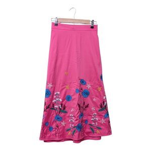 Boden Kathleen midi skirt size 16/18 US pink embroidered midi